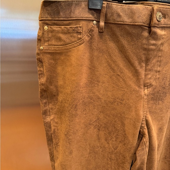 Chico's Faux Suede Brown Straight Leg Pants - Picture 2 of 8